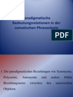 Paradigmatische Bedeutungsrelationen in Der Somatischen Phraseologie