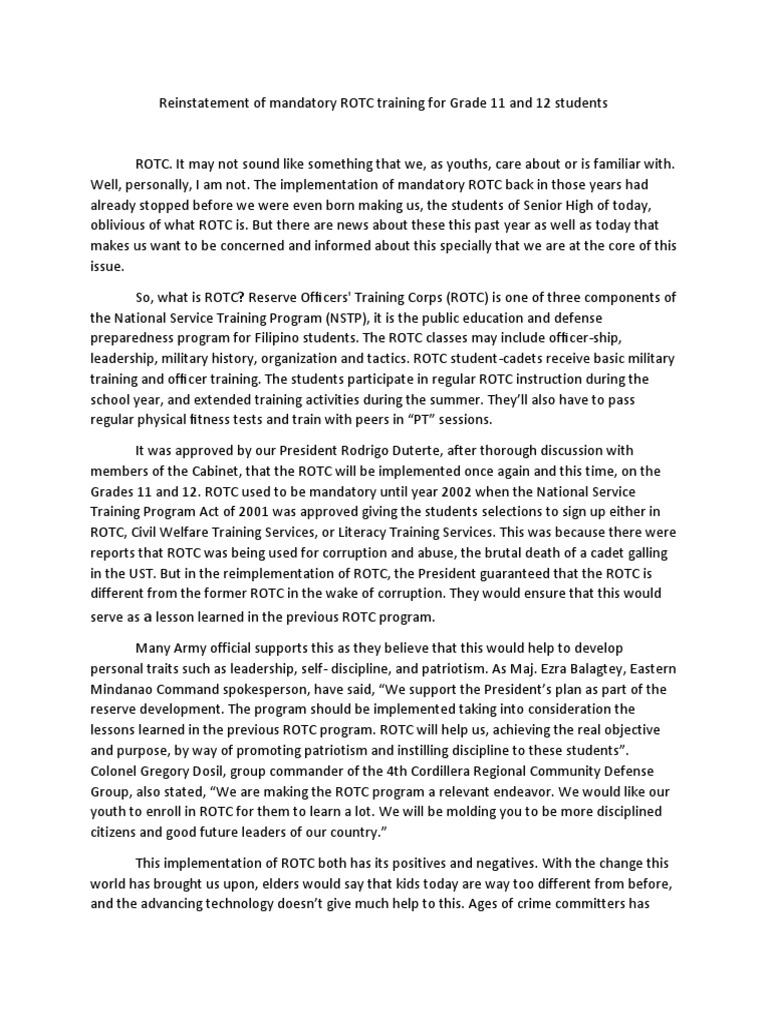 Blog Rotc | PDF | Military Science | Military