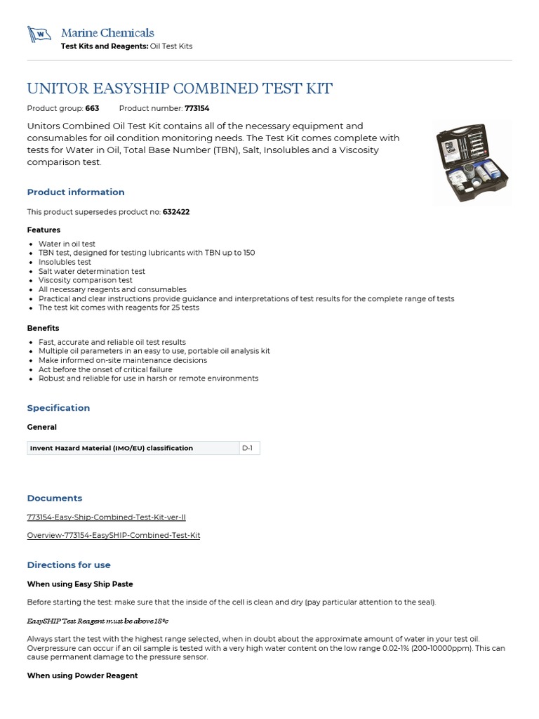 Comprehensive OnSite Oil Analysis Introducing the Unitor EasyShip