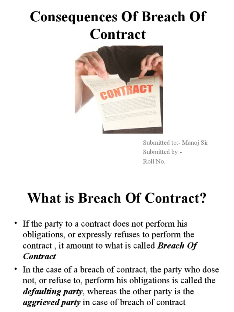 Consequences Of Breach Of Contract Pdf Breach Of Contract Damages