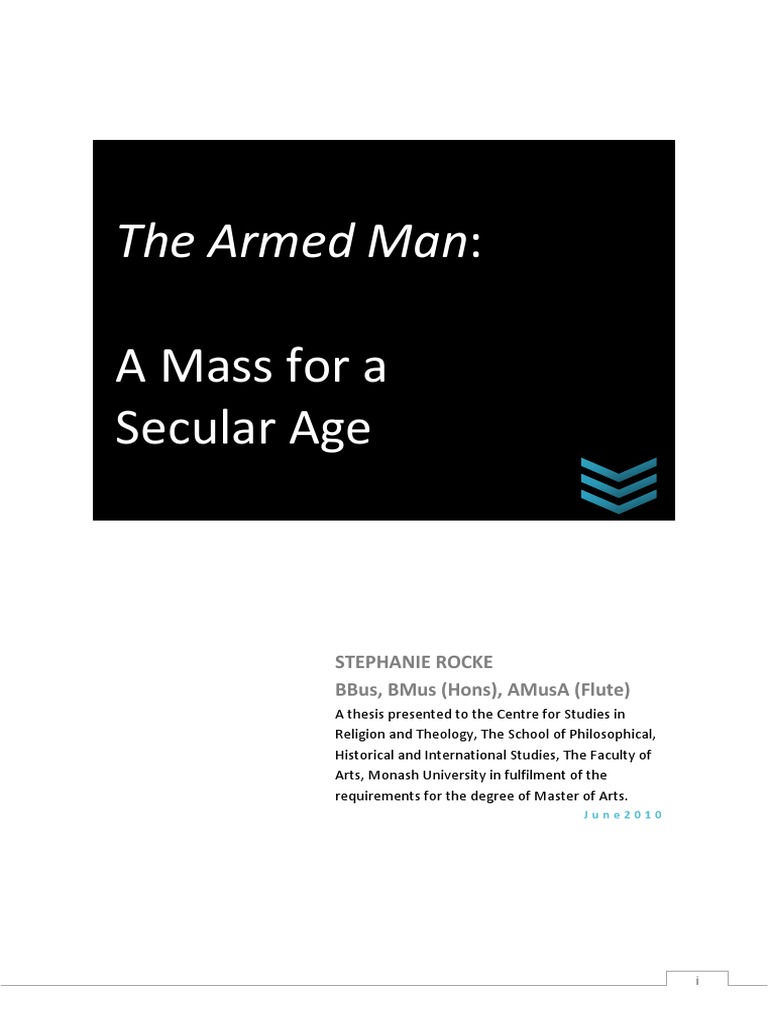 The Armed Man A Mass For A Secular Age PDF | PDF | Religion And Belief |  Entertainment (General)