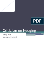Critisicm On Hedging