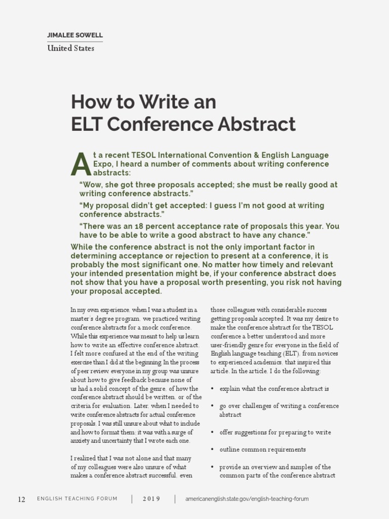 How To Write An ELT Conference Abstract  PDF  Abstract (Summary