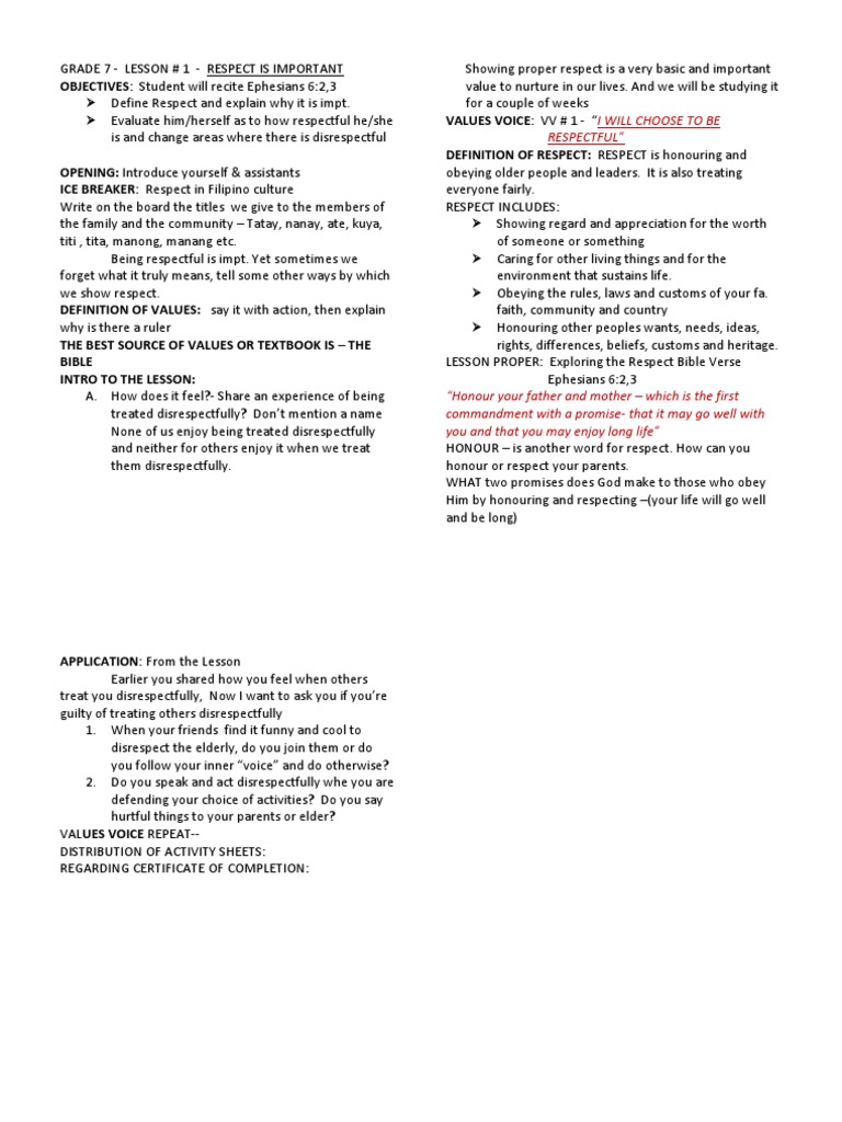 Understanding Respect in Family Values | PDF | Career & Growth | Wellness