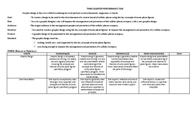 Grade 7 Math: 3rd Quarter Task Design | PDF | Graphic Design | Design
