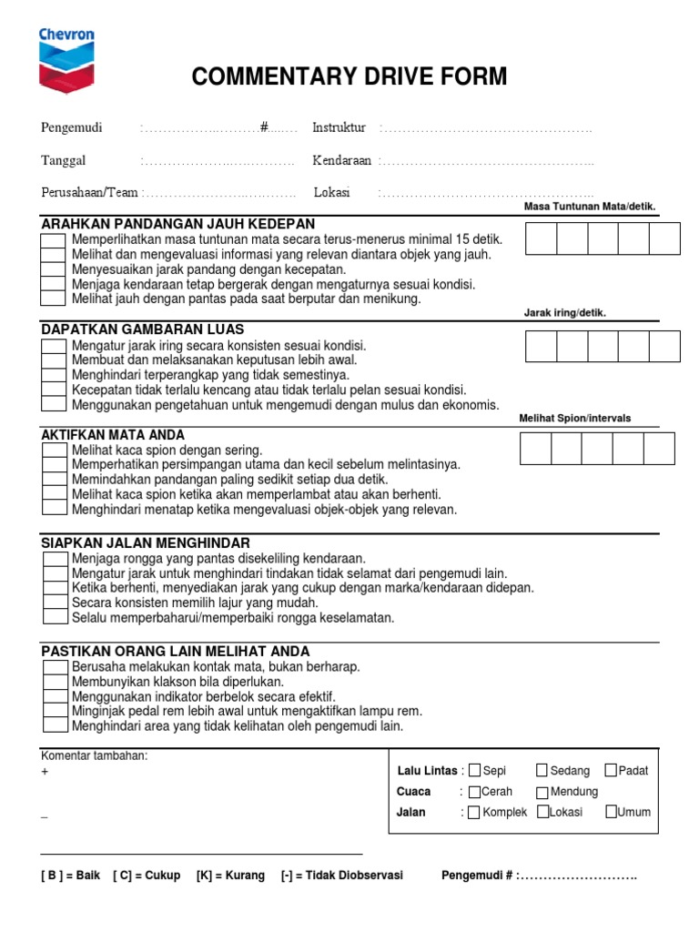 Formulir Uji Mengemudi Komentar | PDF | Teknologi & Rekayasa