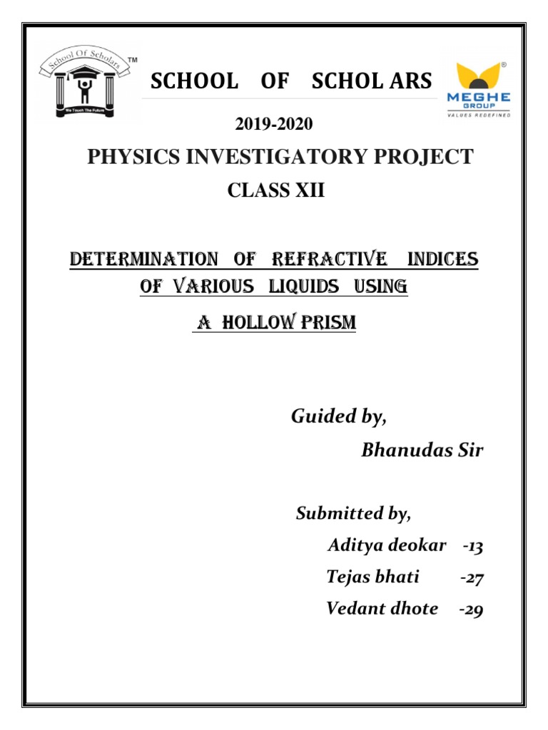 Refractive Indices Using Hollow Prism | PDF | Prism | Refractive Index