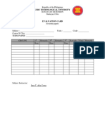 EVALUATION CARD For Term Papers