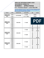 Calendario Docentes Efectivos - Montevideo - 2020