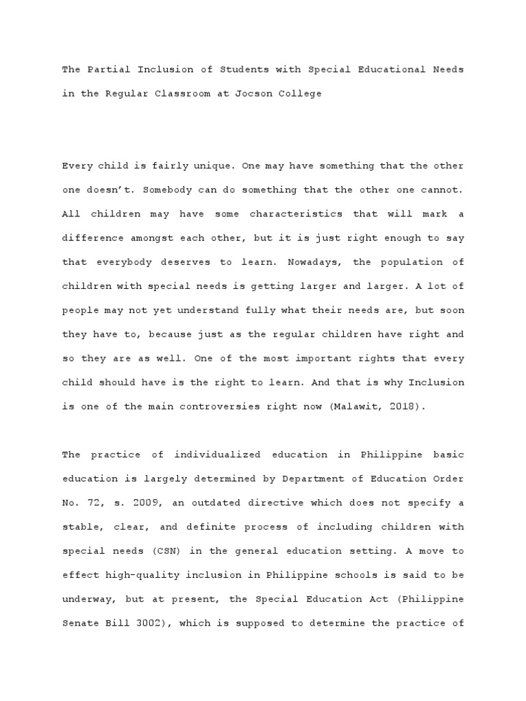 Strategies for Partial Inclusion Classrooms | PDF | Inclusion ...