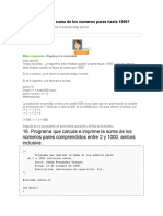 Algoritmo para La Suma de Los Numeros Pares Hasta 1000