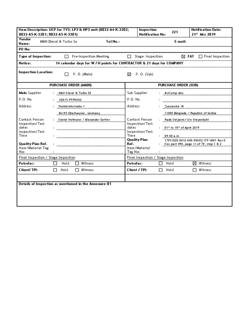 Inspection Schedule for UCP Units | PDF | Quality | Business Process