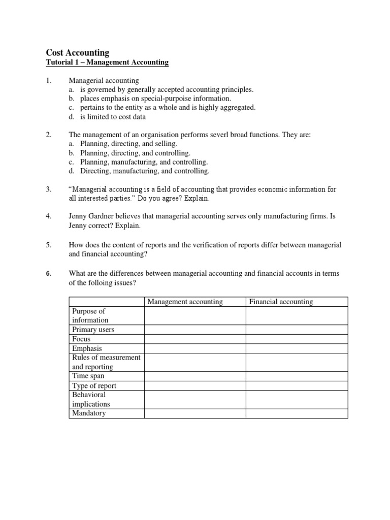 Management Accounting Overview | PDF | Management Accounting | Accounting