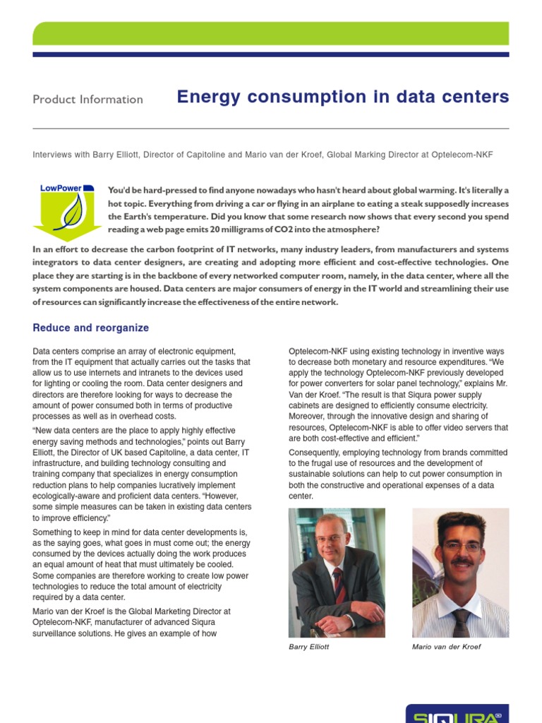 Energy Consumption in Data Centers | PDF | Data Center | Information ...