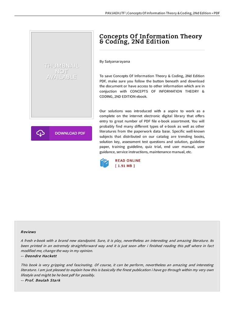 Concepts of Information Theory Amp Coding 2nd Ed PDF | PDF | E Books ...