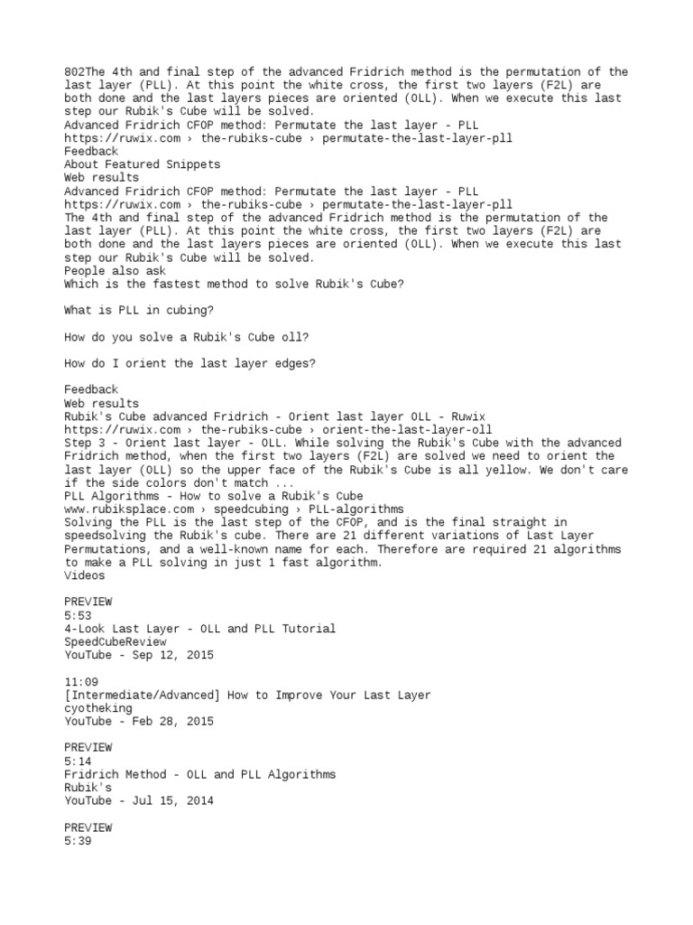 Advanced PLL in Fridrich Method | PDF | Logic Puzzles | Puzzles