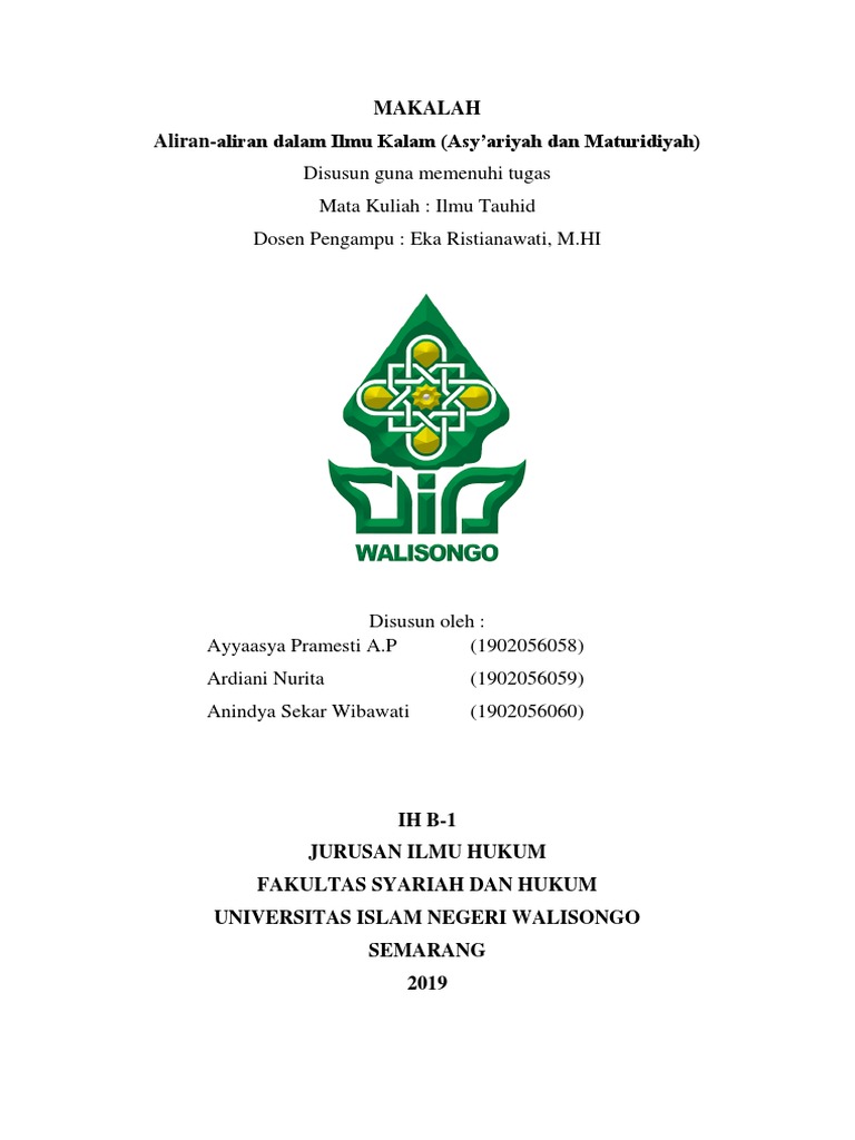 Makalah Ilmu Tauhid Semester 1 Kel 12 Fix Pdf