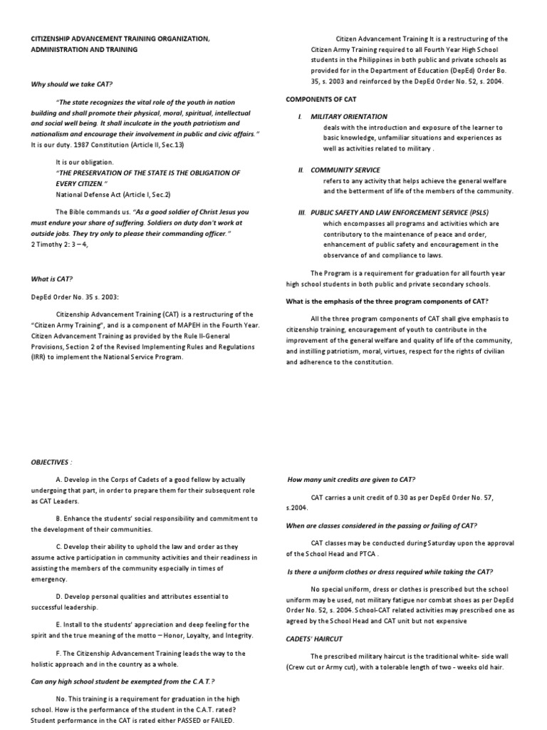 Citizenship Advancement Training Organization, Administration and ...