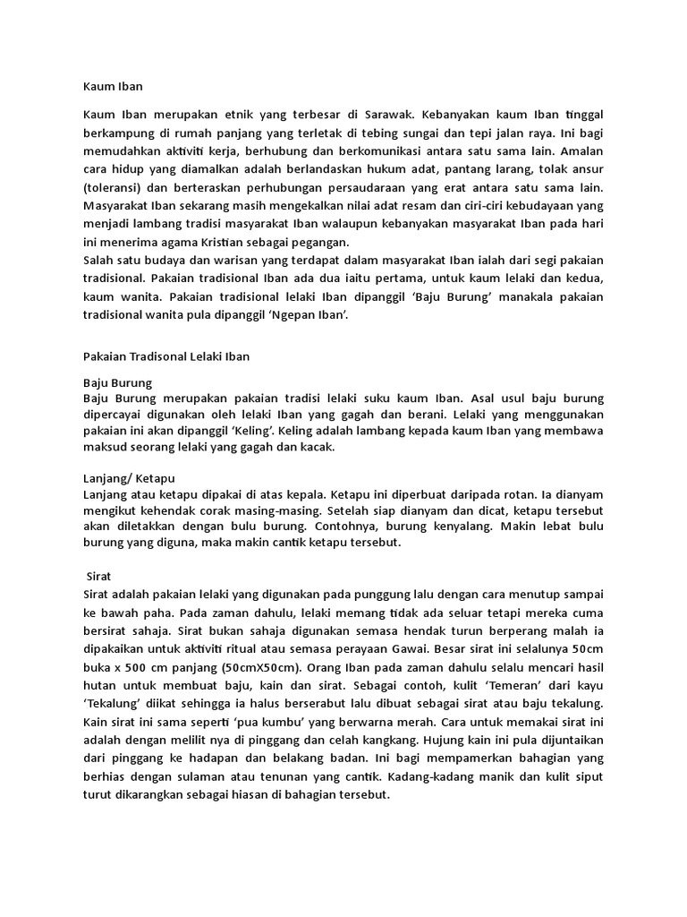 Pakaian Tradisional Etnik Iban Pdf
