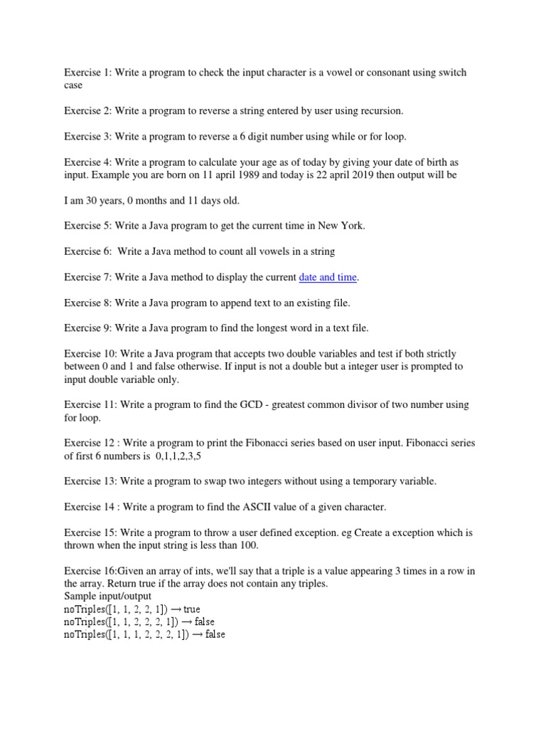 Java Exercises: Conditional Logic and More | PDF | Parameter (Computer ...