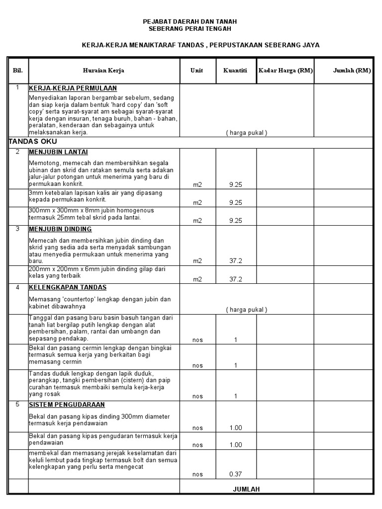Lainlain - BQ TANDAS KOSONG EFA | PDF