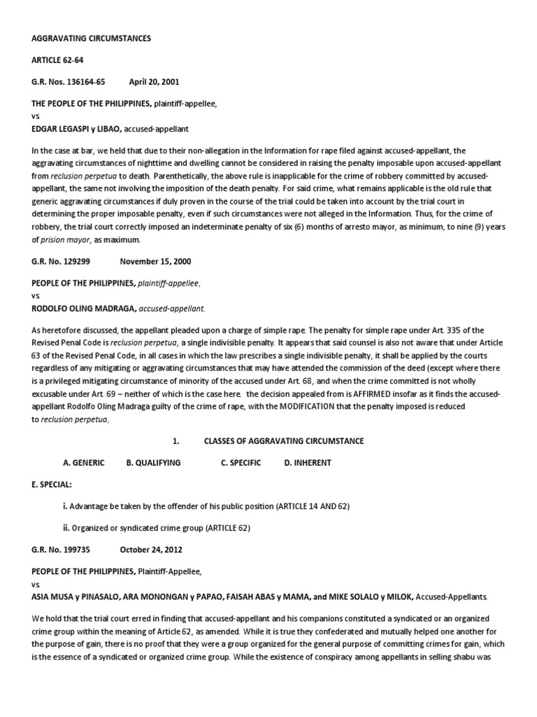 Aggravating Circumstance | PDF | Criminal Law | Murder