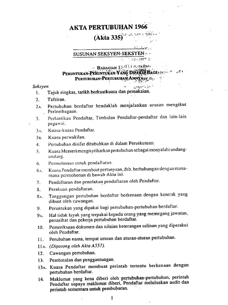 Akta 335 - Akta Pertubuhan 1966 PDF  PDF