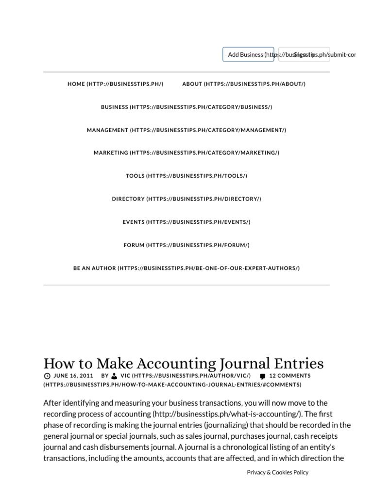 1 How To Make Accounting Journal Entries PDF PDF Debits And Credits