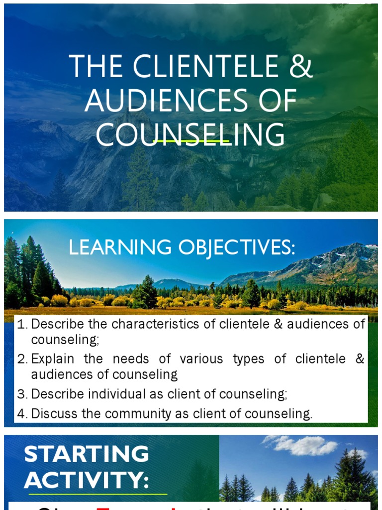 Clientele and Audiences in Counseling | PDF | Drug Rehabilitation ...
