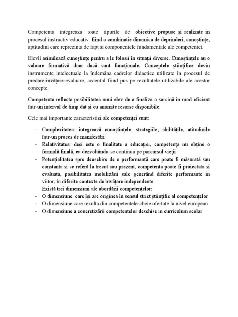 Competente Educationale | PDF
