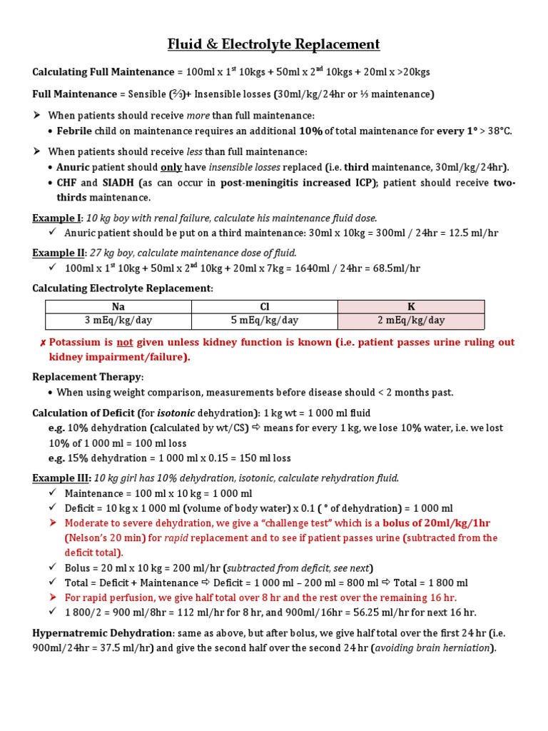 Fluid Management in Pediatrics Dehydration Rtt