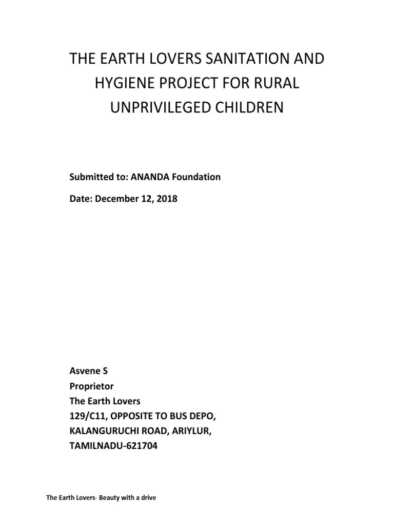 ANANDA Grant Proposal | PDF | Hygiene | Public Health