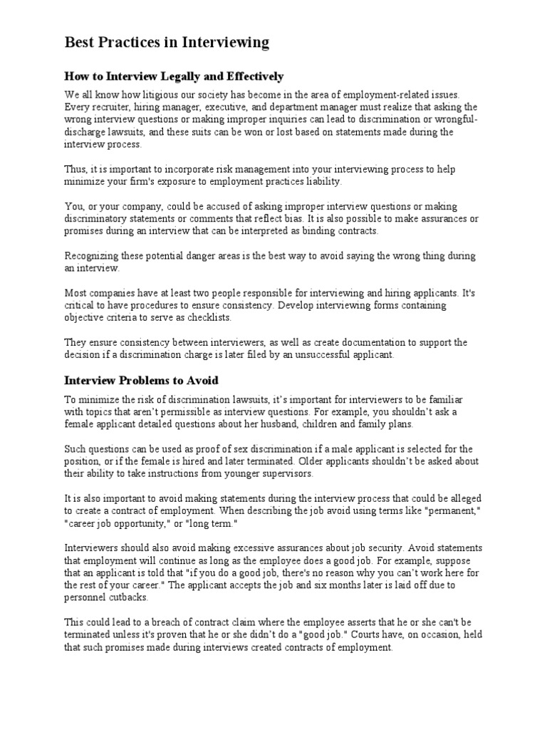 Best Practices in Interviewing PDF Competence (Human Resources