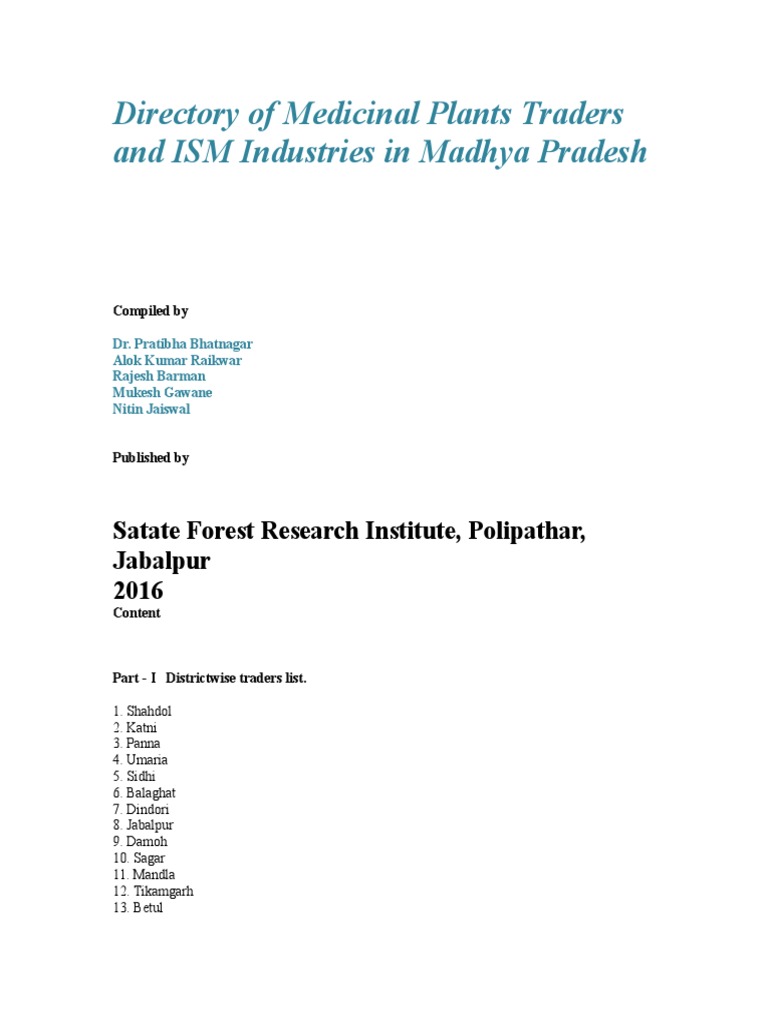 Medicinal Plants Traders in MP Directory | PDF | Trees | Botany
