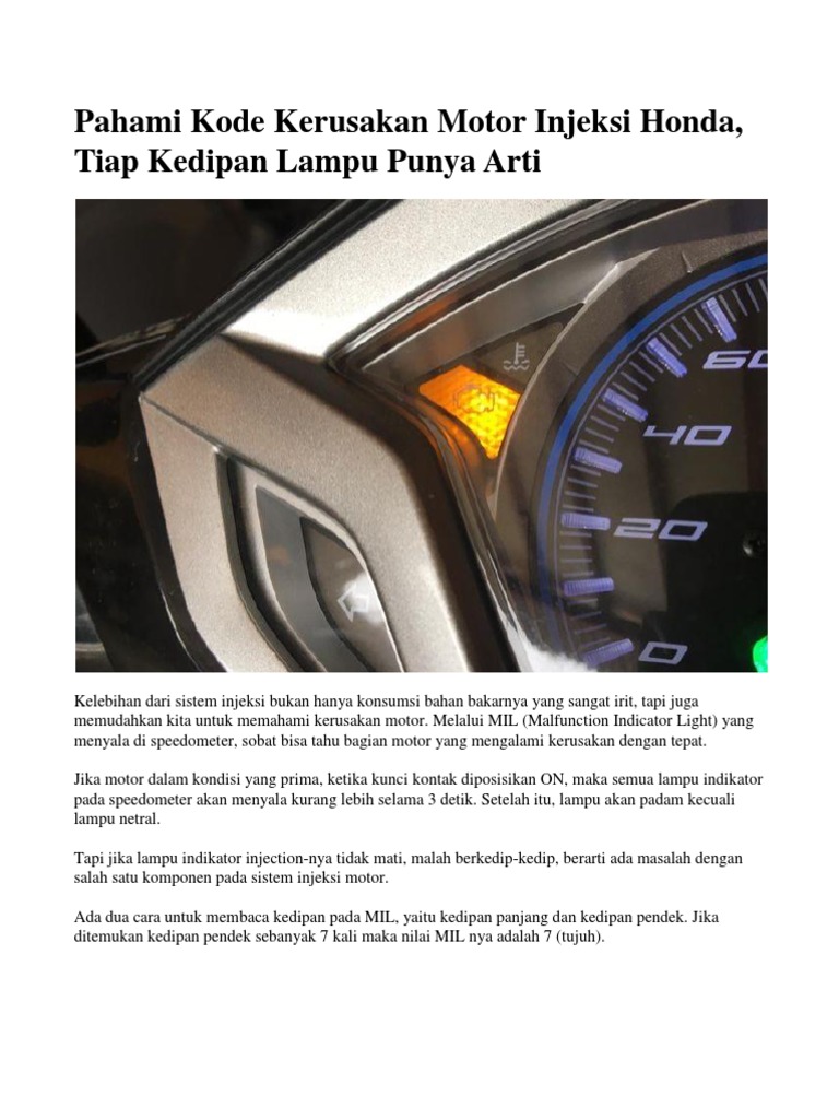 Kode Kerusakan Injeksi Motor Honda | PDF