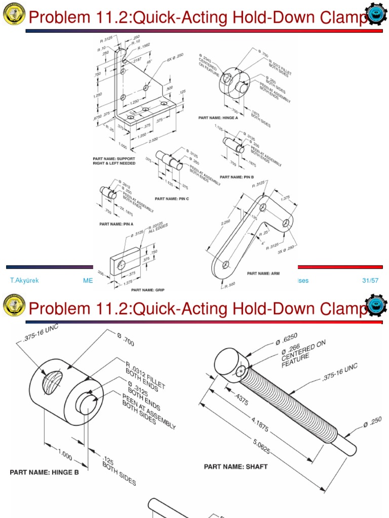 Mechanical Engineering Student Assembly Drawing Exercises Showcasing a ...