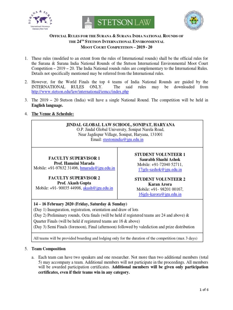 Stetson Rules PDF PDF Government Justice