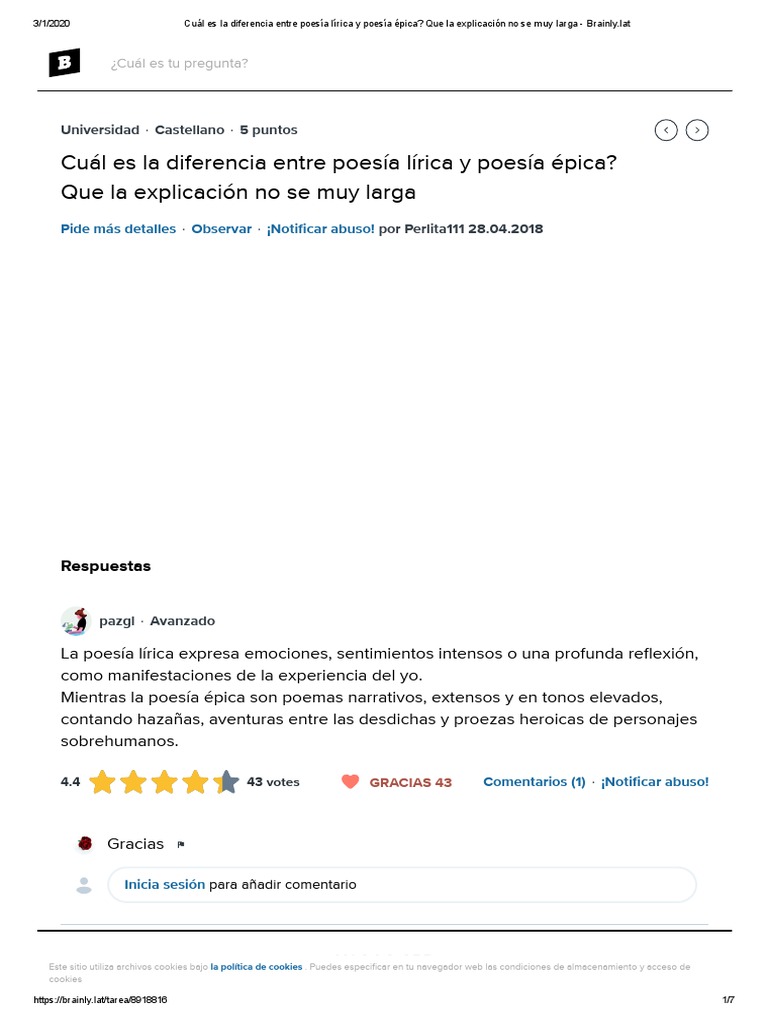 Cuál Es La Diferencia Entre Poesía Lírica y Poesía Épica Que La Explicación No Se Muy Larga