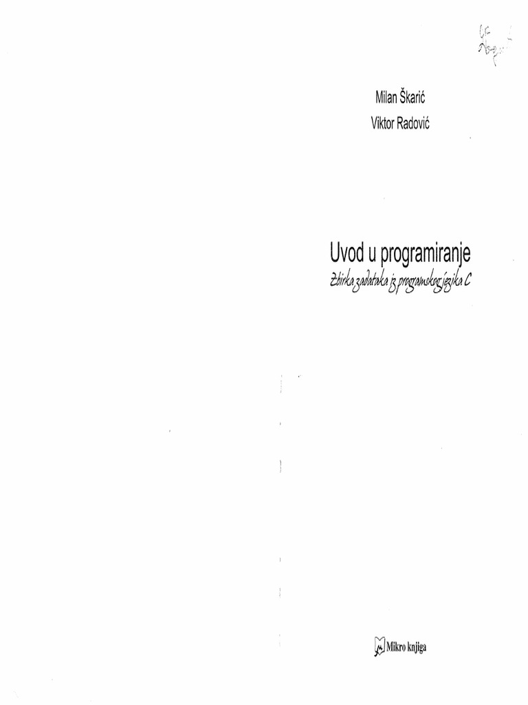 Uvod U Programiranje Zbirka Zadataka Iz Programskog Jezika C PDF | PDF