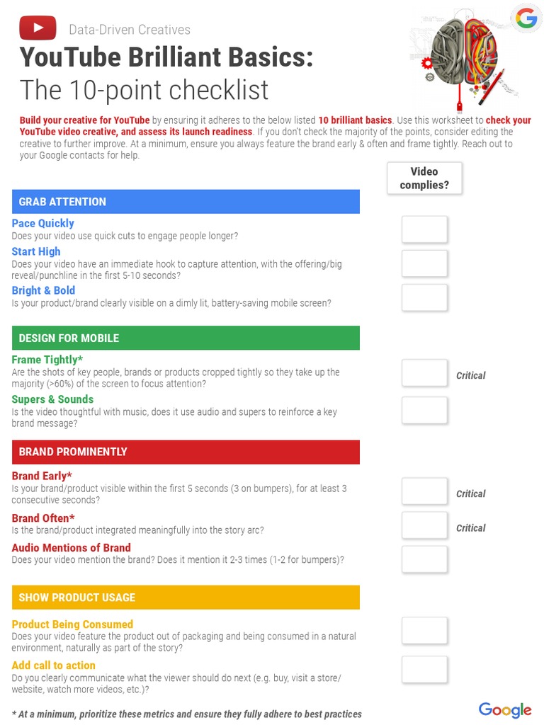 YouTube Video Creative Checklist | PDF | You Tube | Brand