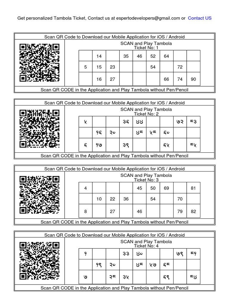 100 tambola ticket in hindi and english mix printable