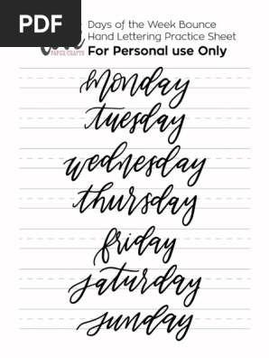 Printable Days of the Week Hand Lettering Practice Sheet