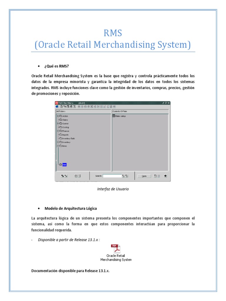 Guía del Sistema RMS de Oracle Retail | PDF | Tecnologías de la ...