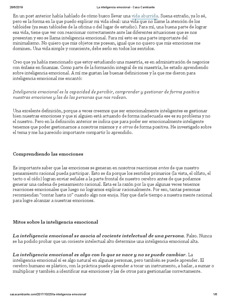 Claves de la inteligencia emocional | PDF | Inteligencia emocional ...