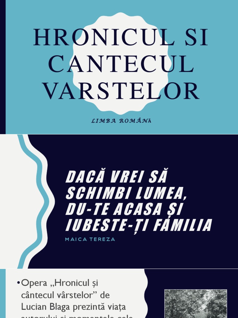 Rezumat Hronicul Si Cantecul Varstelor Hronicul Si Cantecul Varstelor Prezentare | PDF