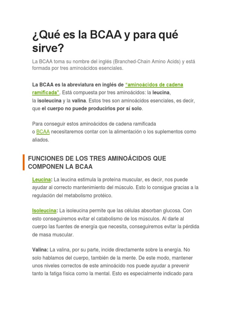 BCAA y para qué sirve.docx PDF Bioquímica Química