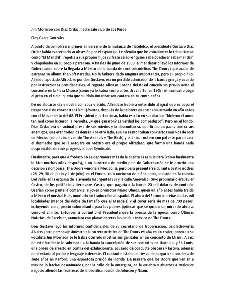 Jim Morrison con Díaz Ordaz.docx PDF México Gobierno