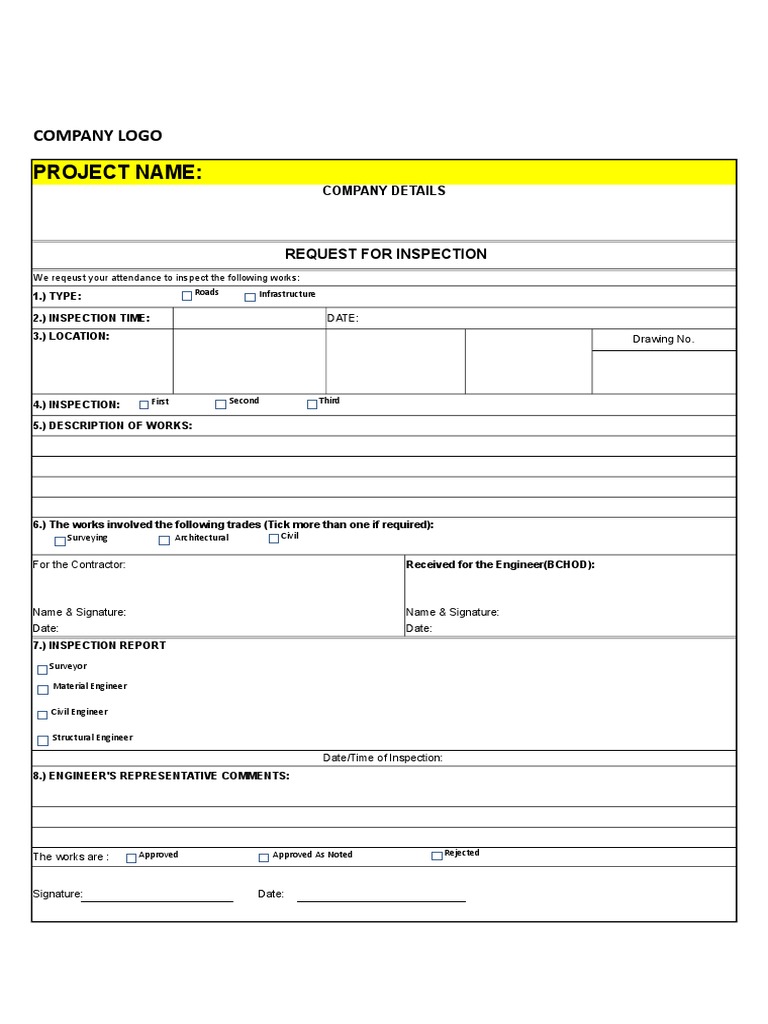 Construction Inspection Request Form | PDF