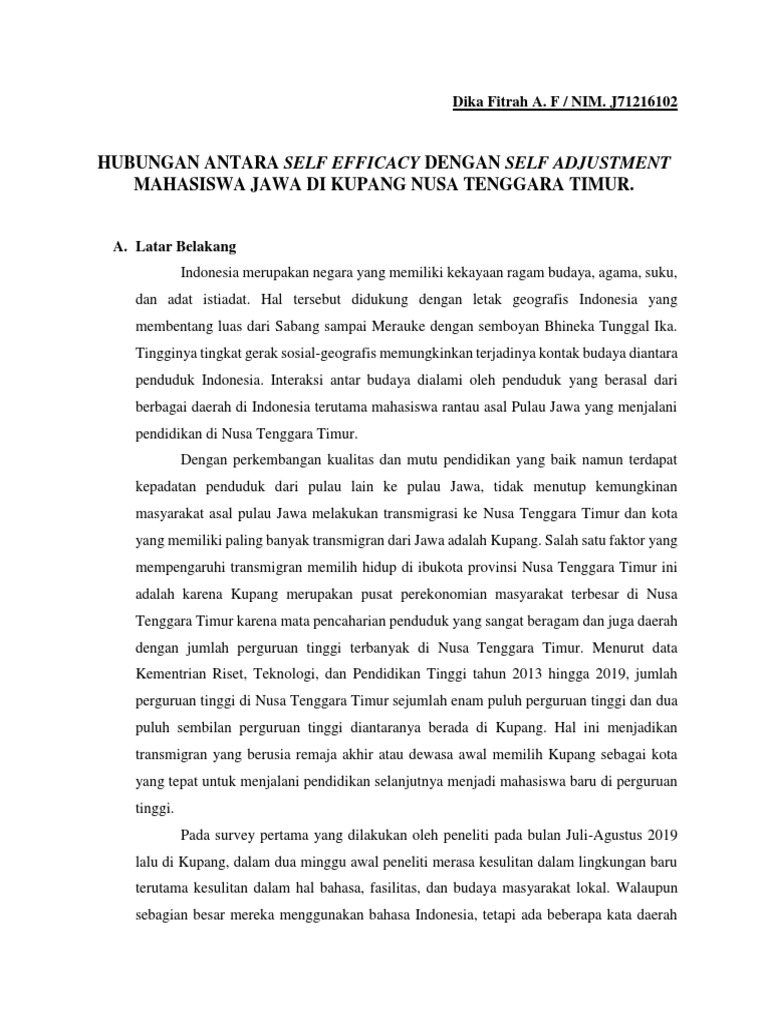 Hubungan Self Efficacy dan Penyesuaian Diri | PDF