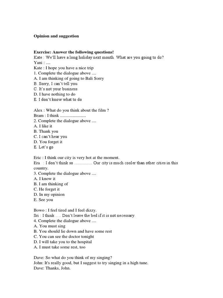 Dialogue Completion and Tense Exercises | PDF | Language Arts & Discipline